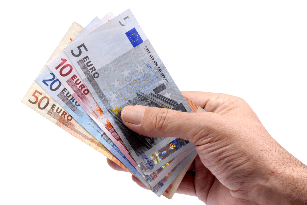 Hand holding euros